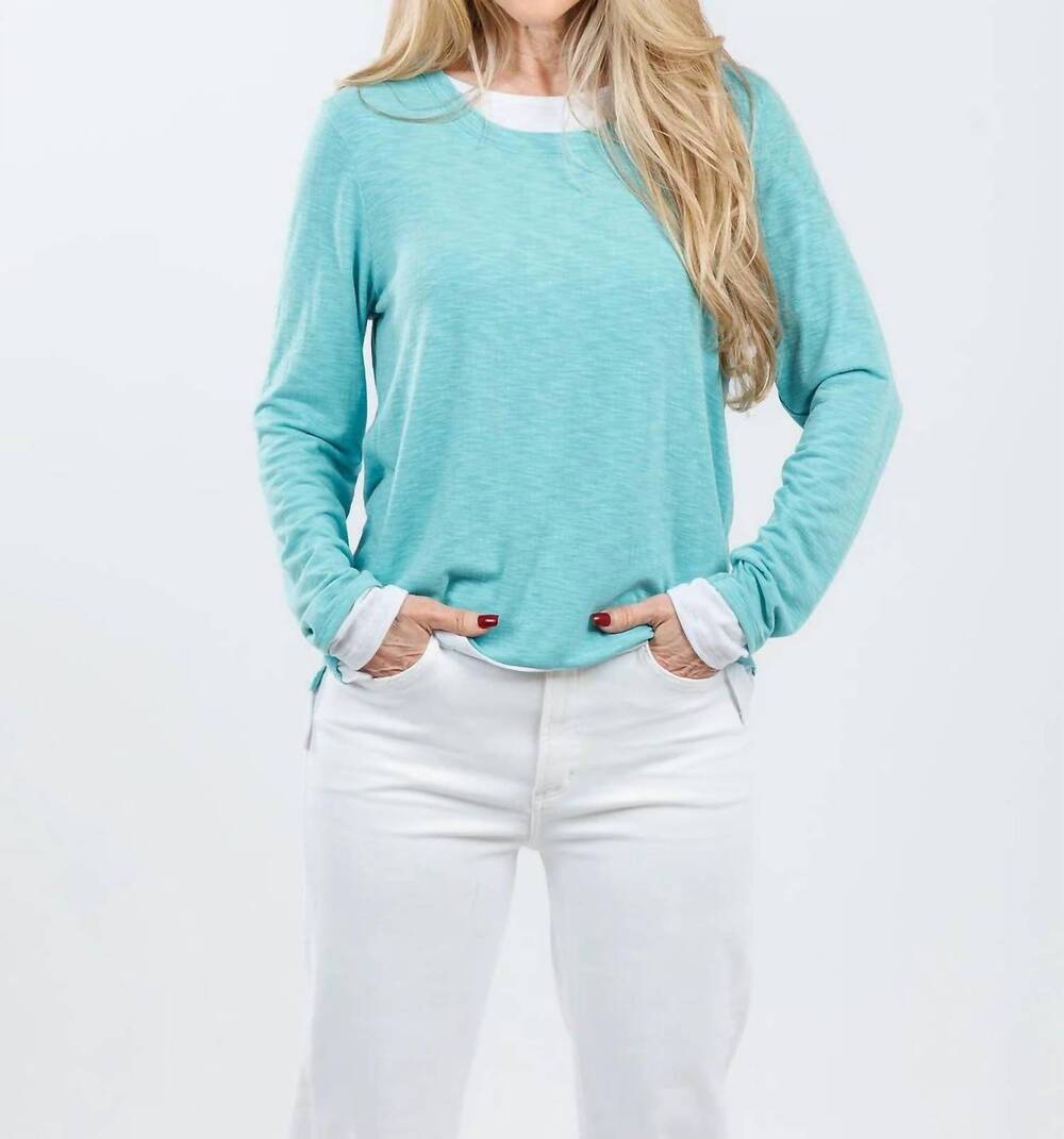 NEW NALLY & MILLIE lucy long sleeve layered tee in aqua